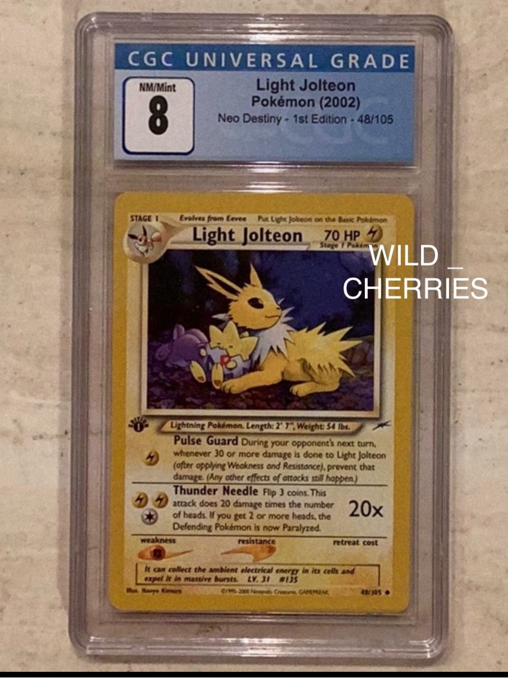 Pokemon Light Jolteon 1st Edition 2002 Neo Destiny 48/105 CGC 8 TCG #48